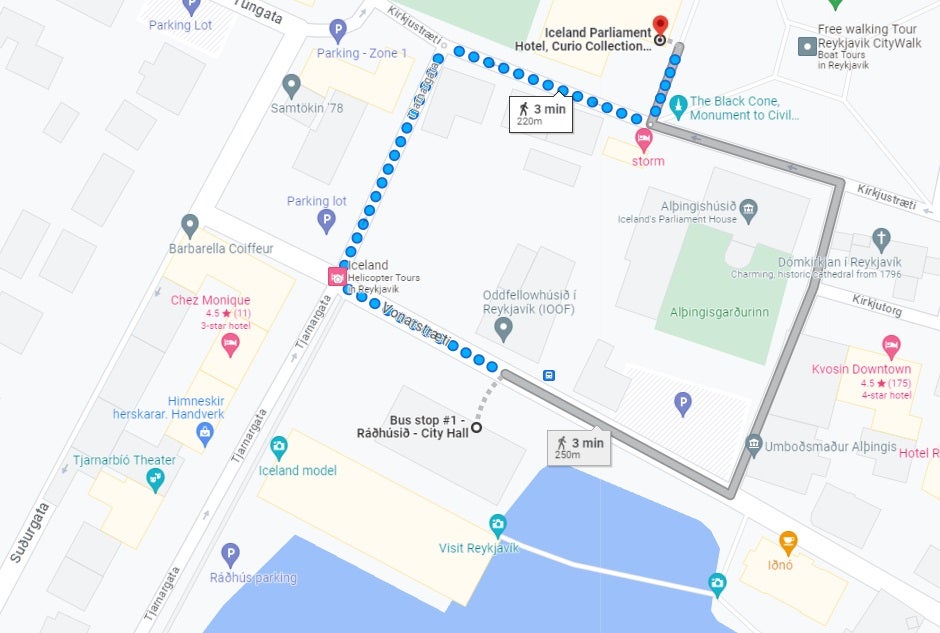 Iceland Parliament Hotel Walking Directions