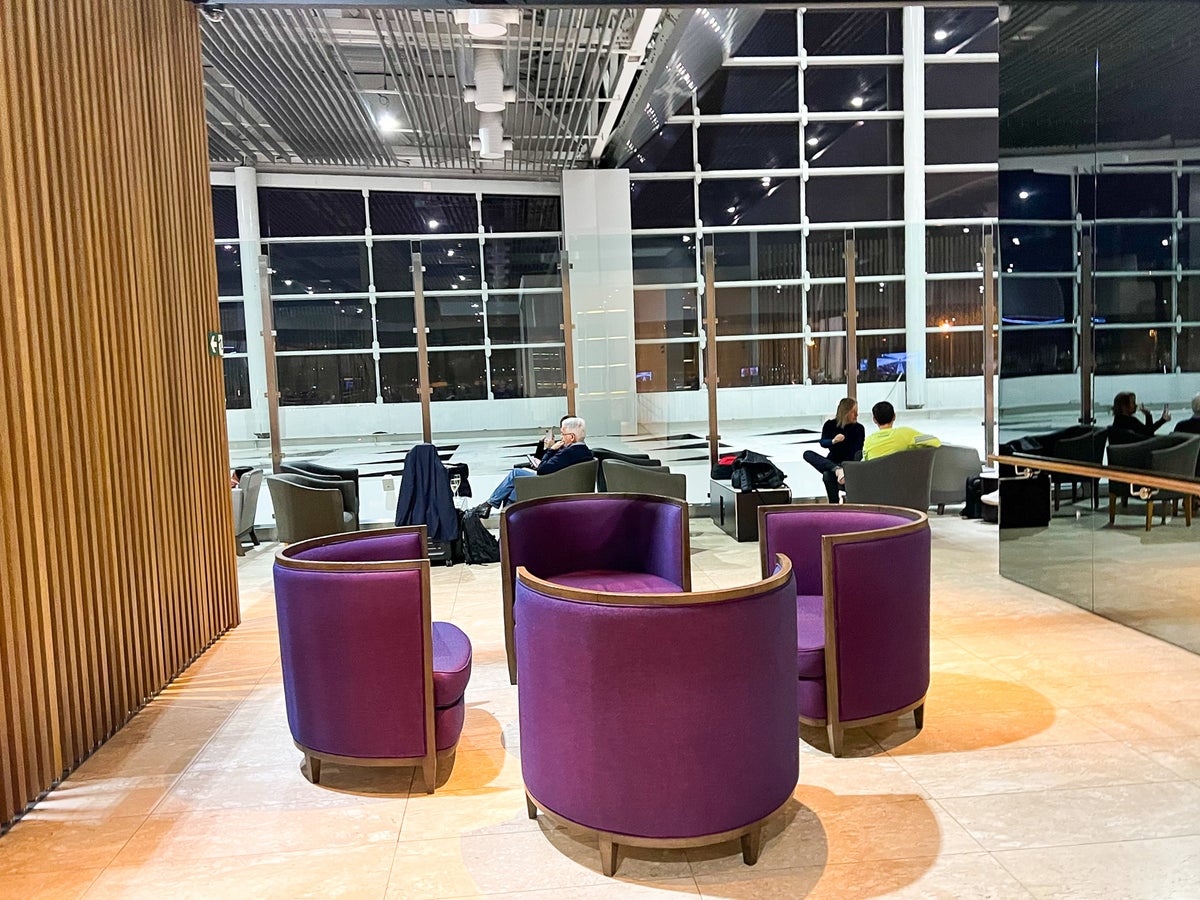 Purple chairs at LATAM VIP Lounge GRU