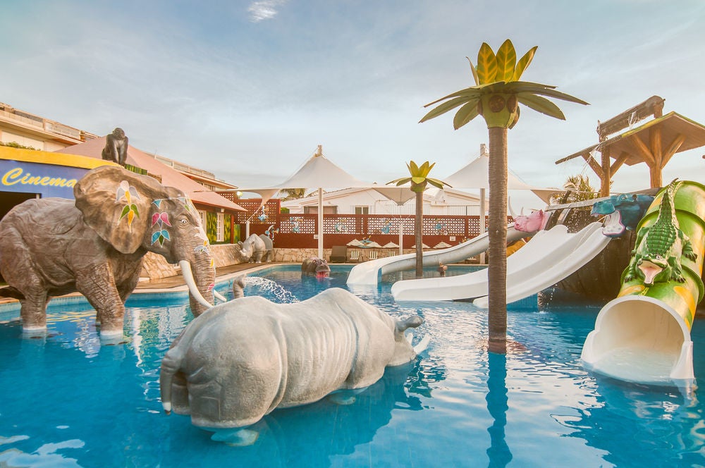 The waterslide area at Royal Solaris Cancun.