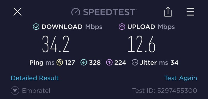 Wireless internet speed test at LATAM VIP Lounge GRU Wireless internet speed test at LATAM VIP Lounge GRU