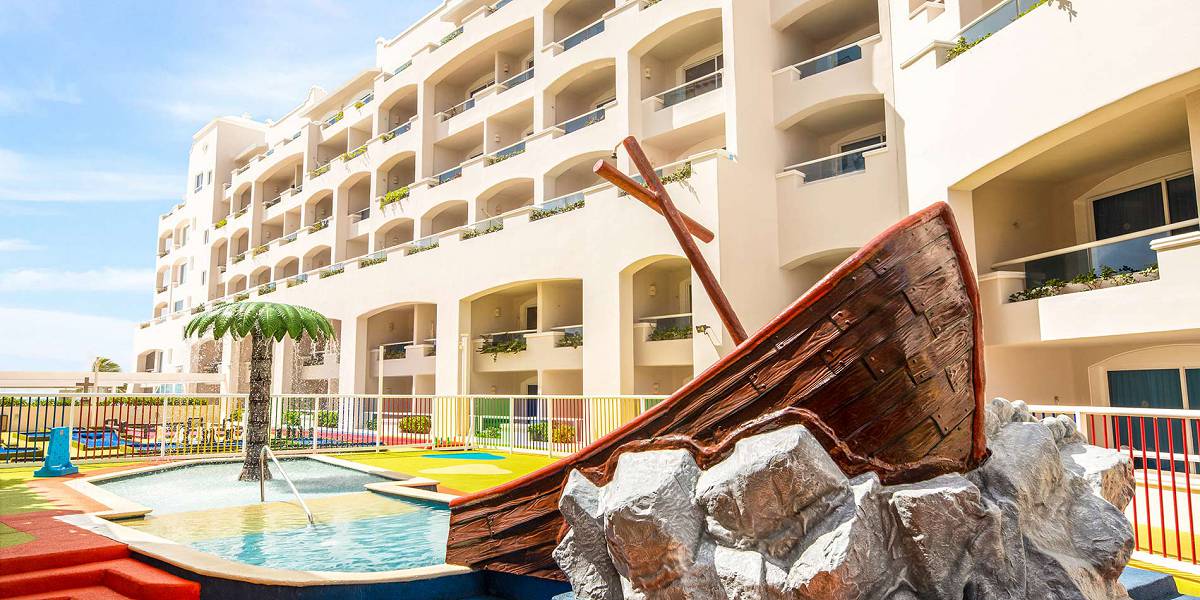 The pirate splash park Wyndham Alltra Cancun All Inclusive Resort.