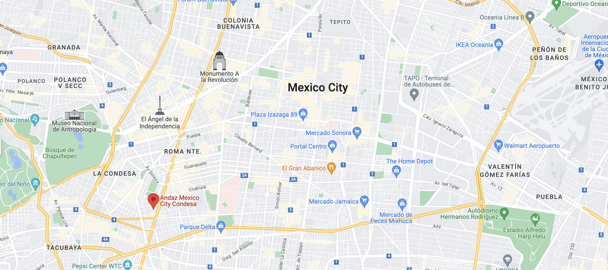 Google Maps location Andaz Mexico City