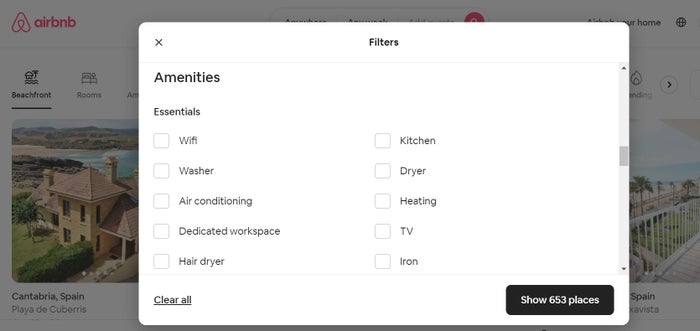 Airbnb Filter Options