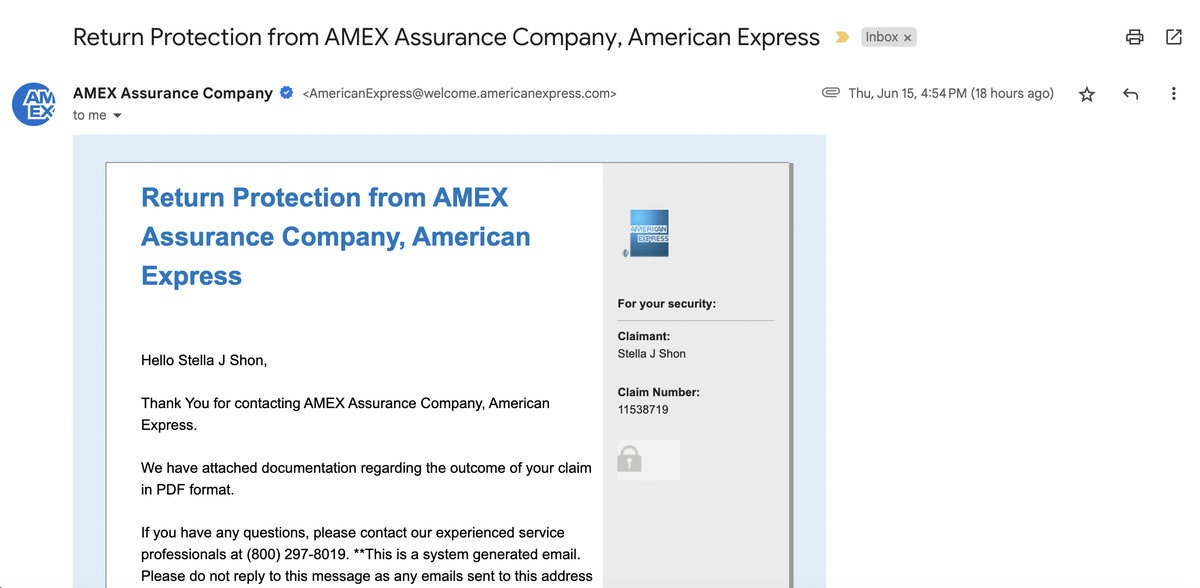 Amex Assurance Company Approved