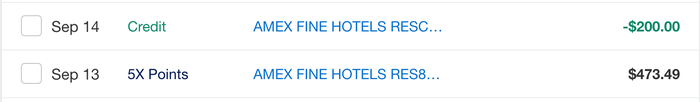 Amex Fine Hotels and Resorts 200 credit Amex Fine Hotels and Resorts 200 credit