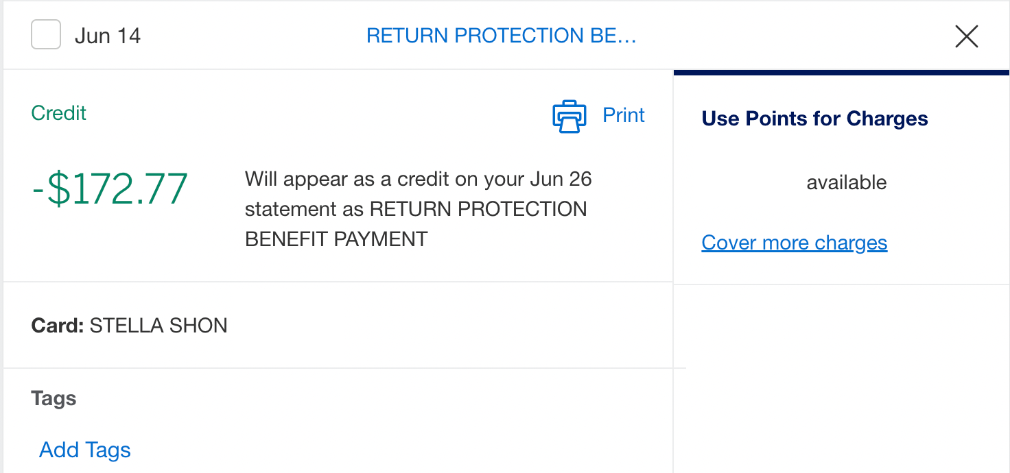 Amex Platinum Return Protection Reimbursement