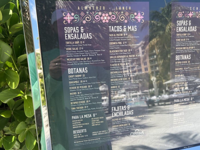 Ritz-Carlton Key Biscayne Cantina Beach menu Ritz-Carlton Key Biscayne Cantina Beach menu