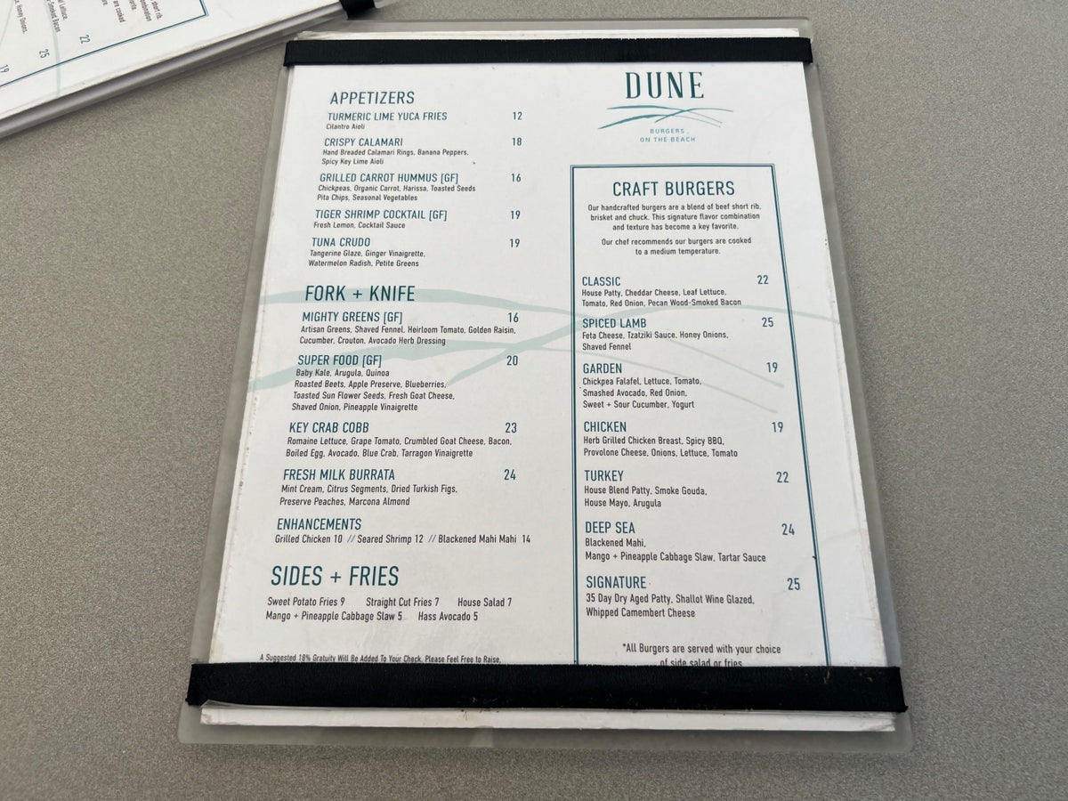 Dune menu