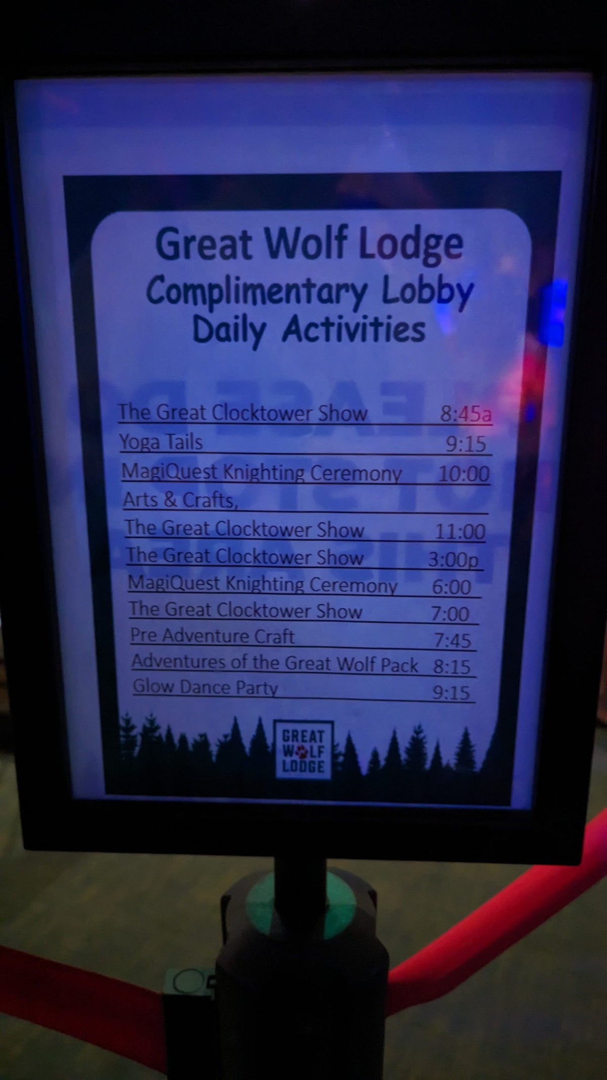 Great Wolf Lodge Grapevine activities schedule