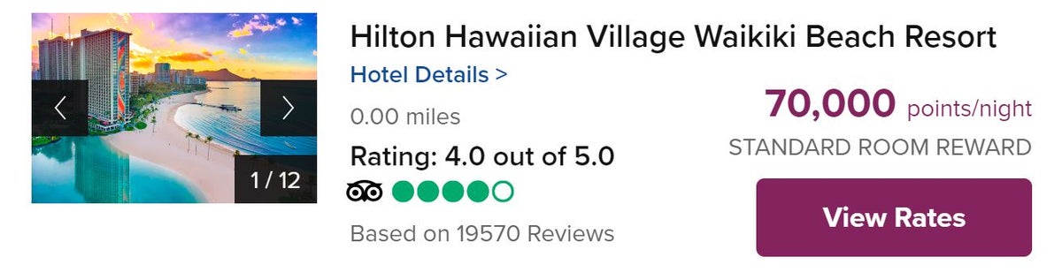 Hilton Honors award rate Hilton Hawaiian Village