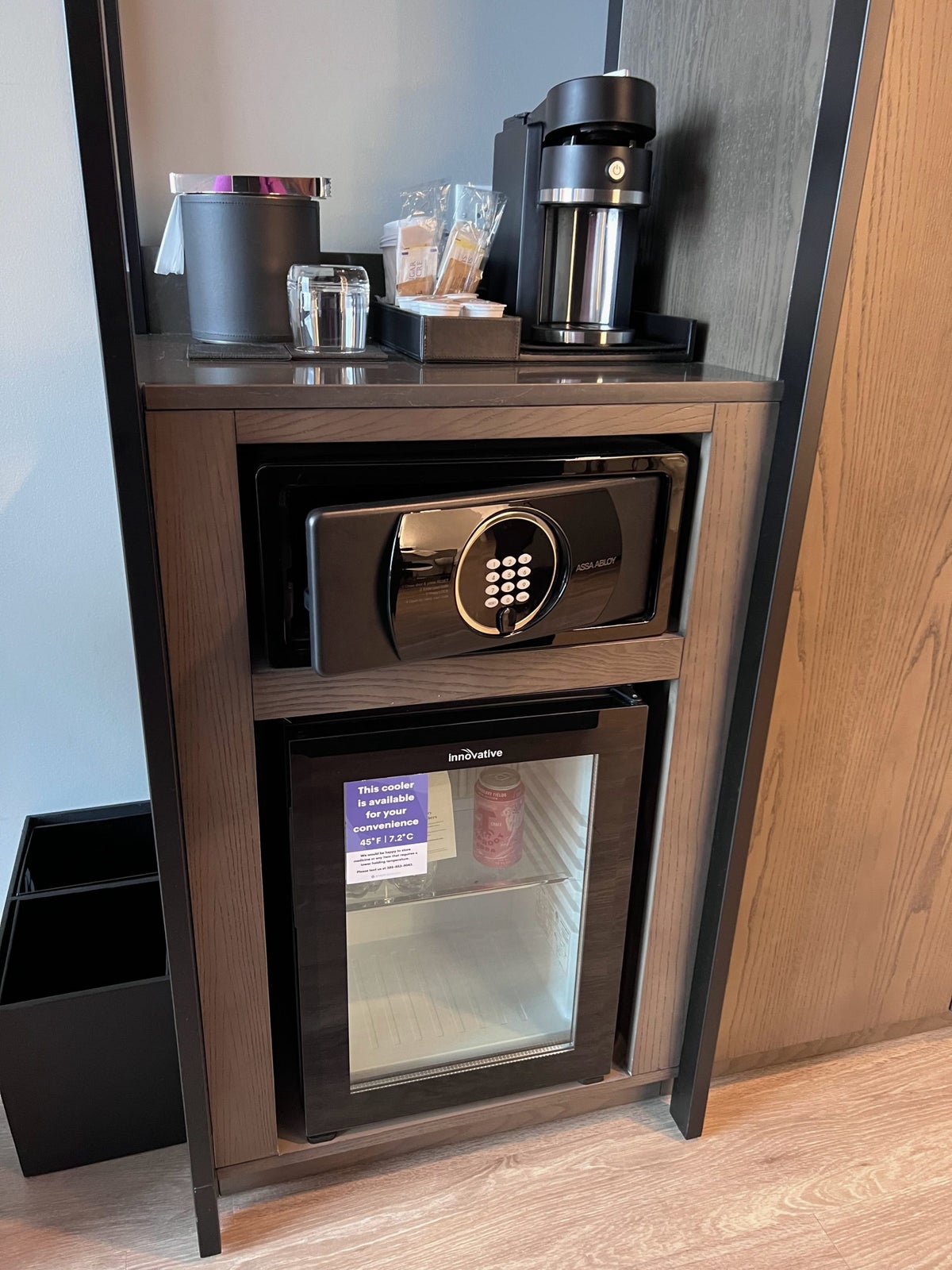 Hyatt Regency Salt Lake City in room coffee maker safe and fridge
