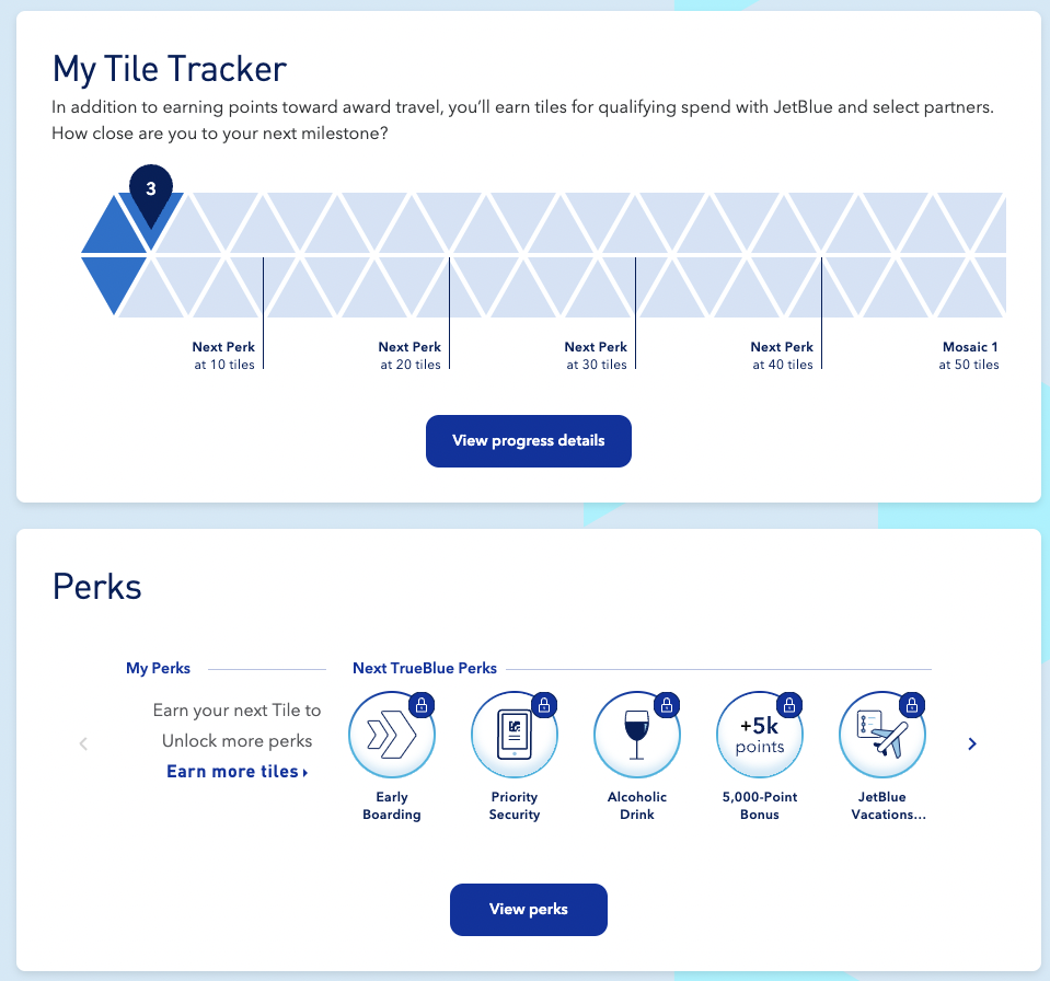JetBlue Mosaic status tracker
