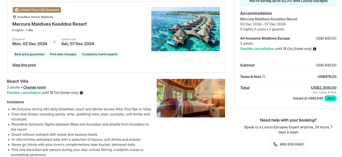 Mercure Maldives Luxury Escapes Beach Villa