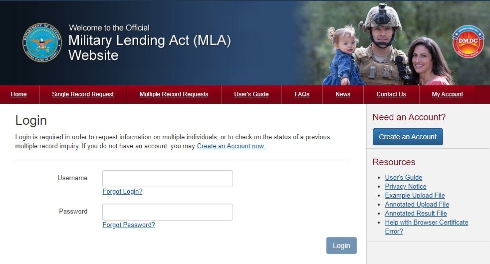 Military Lending Act Website