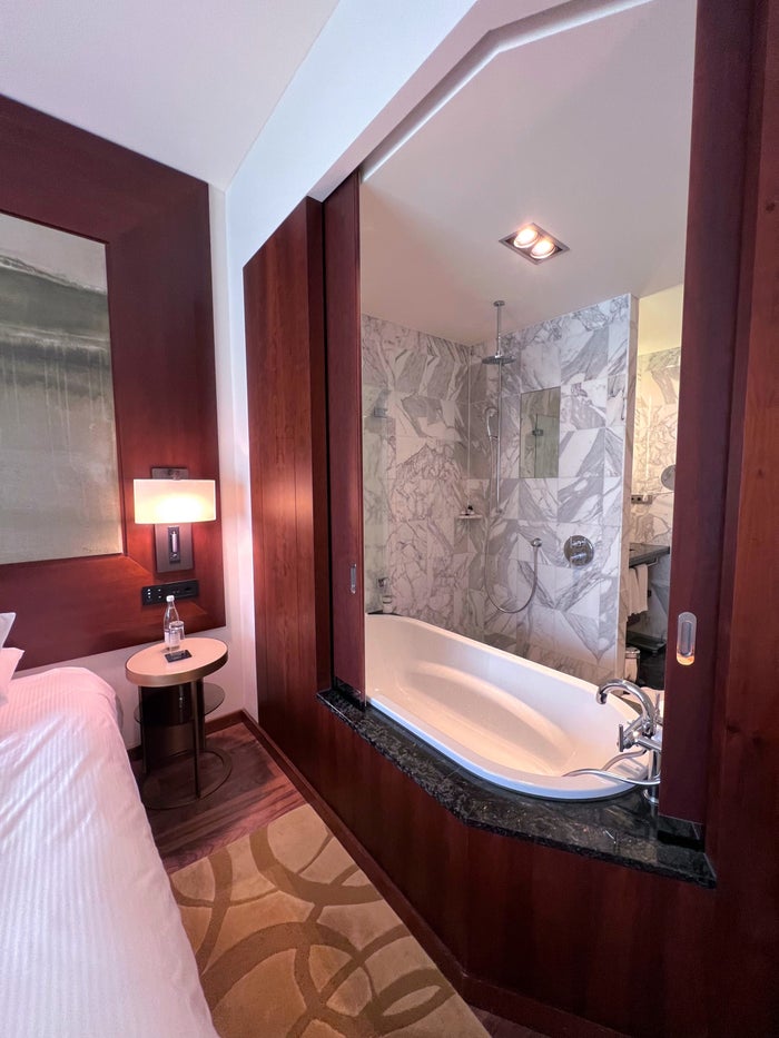 Park Hyatt Zurich King room open to bathroom Park Hyatt Zurich King room open to bathroom