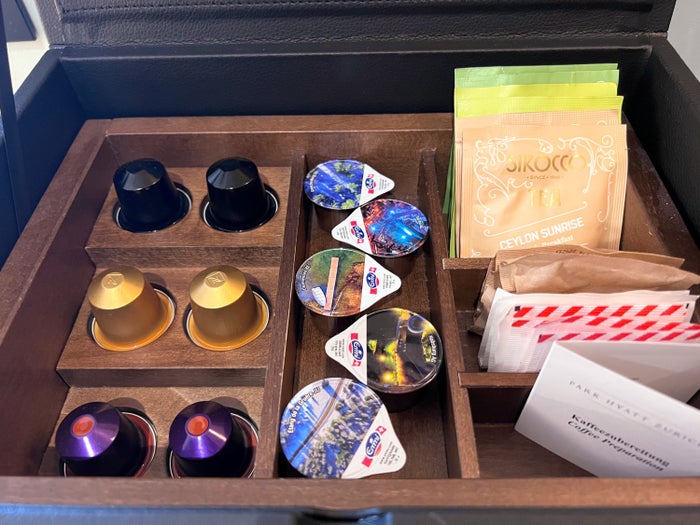 Park Hyatt Zurich in room coffee and tea selections Park Hyatt Zurich in room coffee and tea selections
