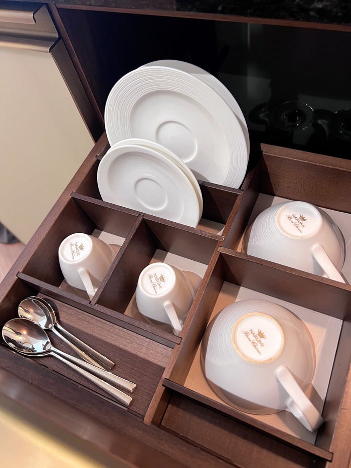 Park Hyatt Zurich in room coffee cups and saucers Park Hyatt Zurich in room coffee cups and saucers