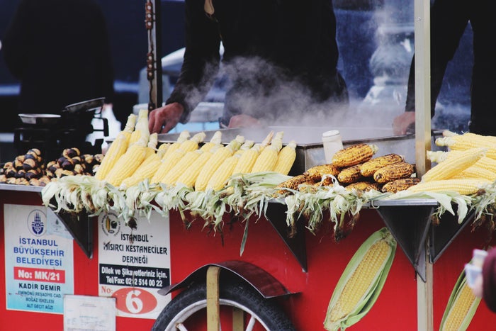 Street Food Istanbul Corn and chestnuts in Istanbul