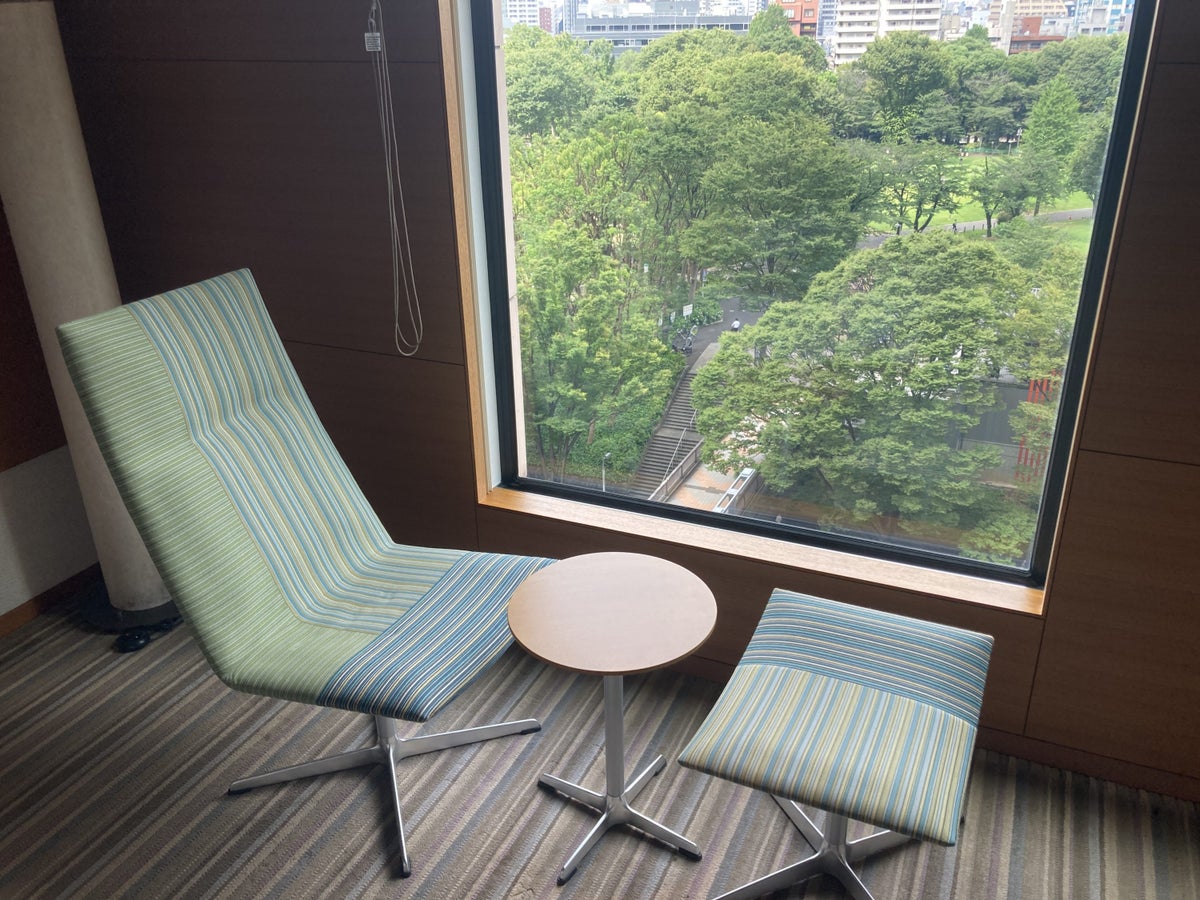 Hyatt Regency Tokyo bedroom chair and ottoman by window