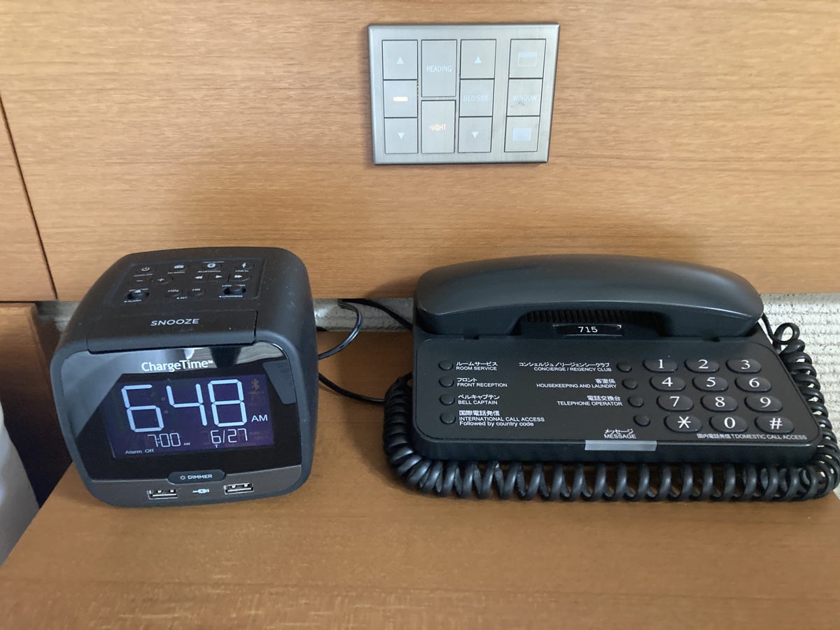 Hyatt Regency Tokyo bedroom night stand phone and clock