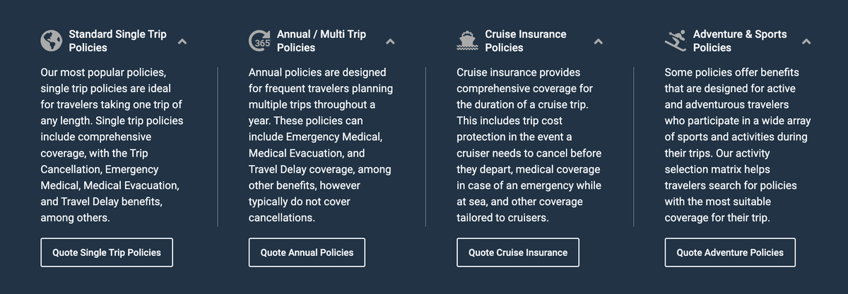 Squaremouth travel insurance types of policies