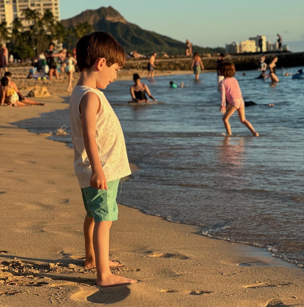 Boy on Waikiki Beach Honolulu Hawaii