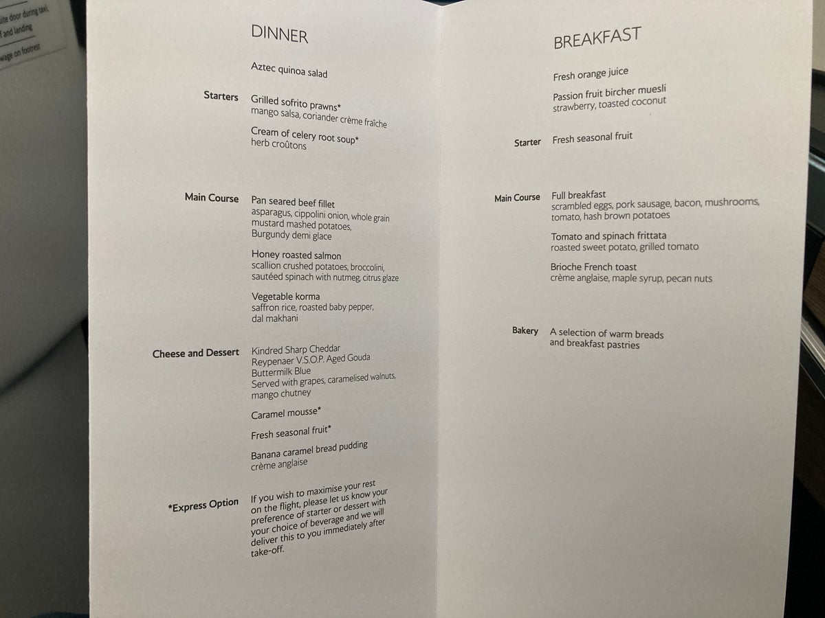 British Airways A350 1000 Club Suites review LAS LHR menu dinner breakfast