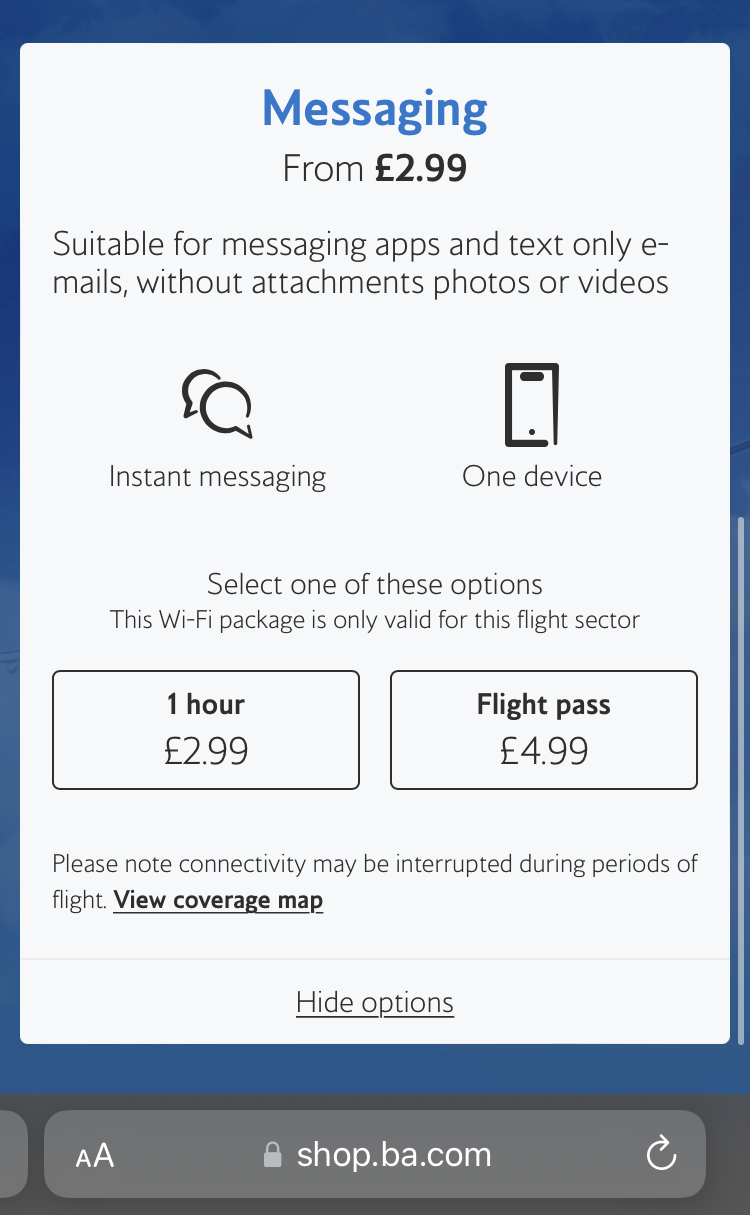 British Airways A350 1000 Club Suites review LAS LHR wifi messaging plan cost