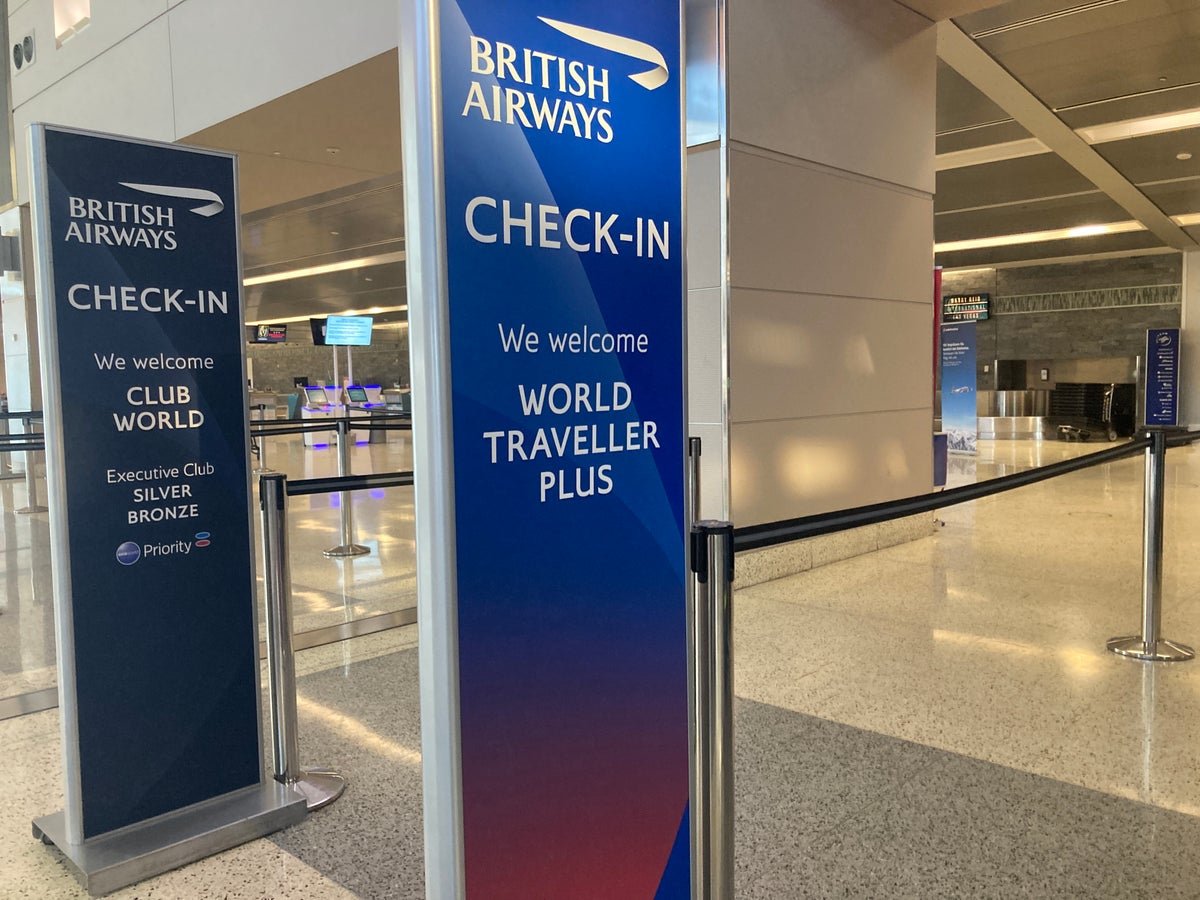 British Airways Club World check in sign LAS