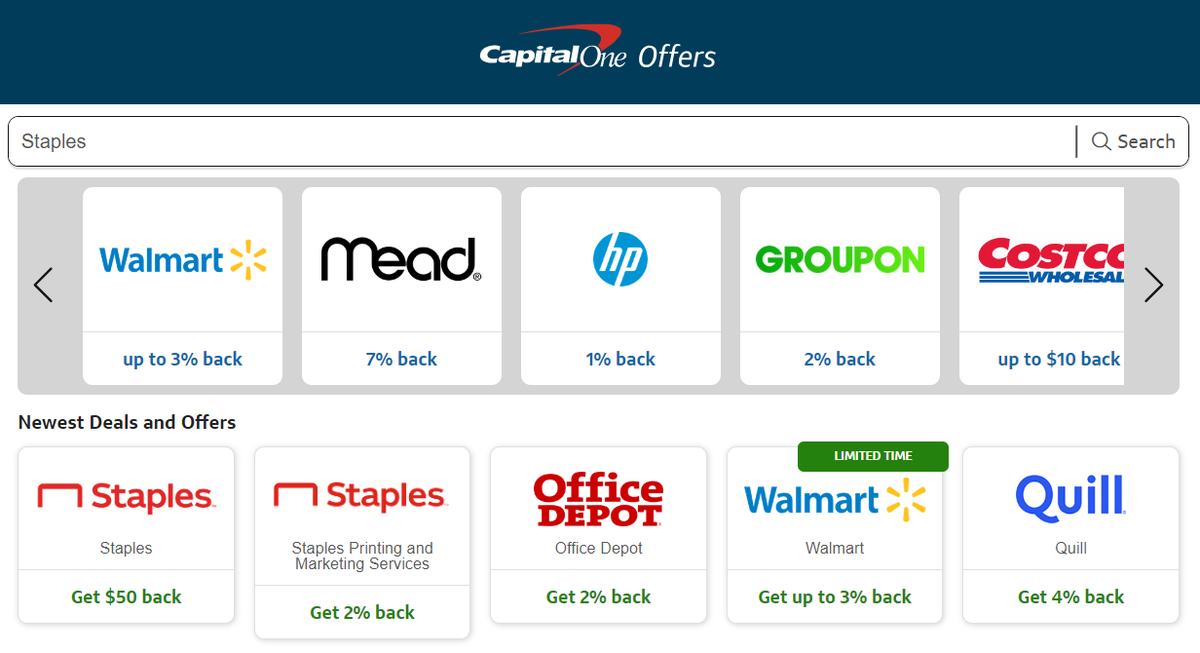 Capital One Offers Staples Search