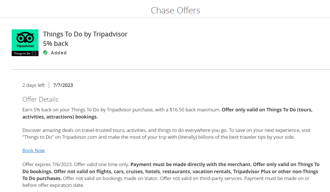 Chase Offers Tripadvisor