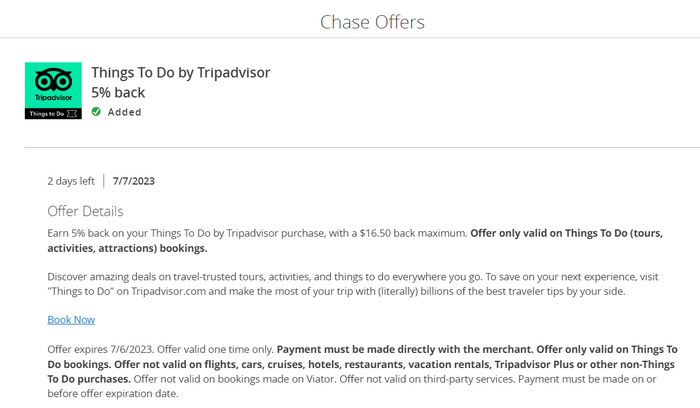 Chase Offers Tripadvisor