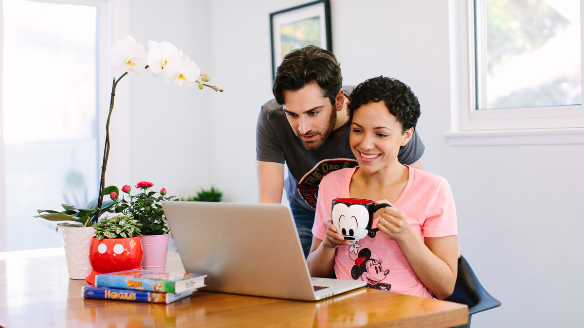 Disney Couple Applying for DAS on laptop