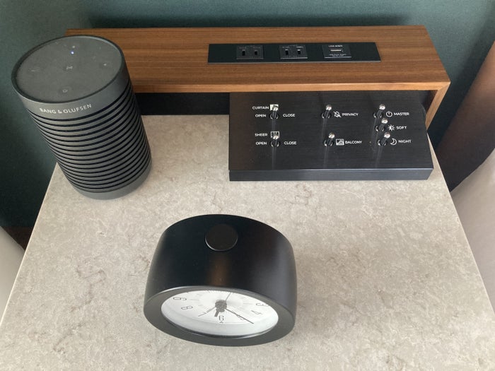 Fuji Speedway Hotel Grand Prix Corner King Suite bedroom night stand clock controls Fuji Speedway Hotel Grand Prix Corner King Suite bedroom night stand clock controls