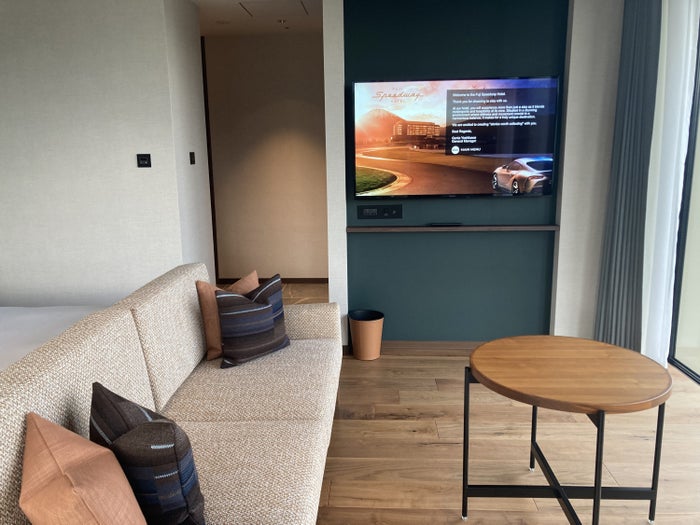 Fuji Speedway Hotel Grand Prix Corner King Suite bedroom seating area TV Fuji Speedway Hotel Grand Prix Corner King Suite bedroom seating area TV