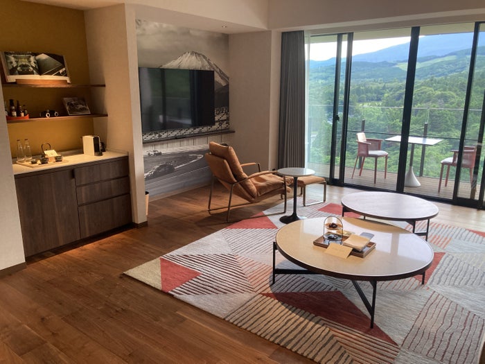 Fuji Speedway Hotel Grand Prix Corner King Suite living room bar and tv Fuji Speedway Hotel Grand Prix Corner King Suite living room bar and tv