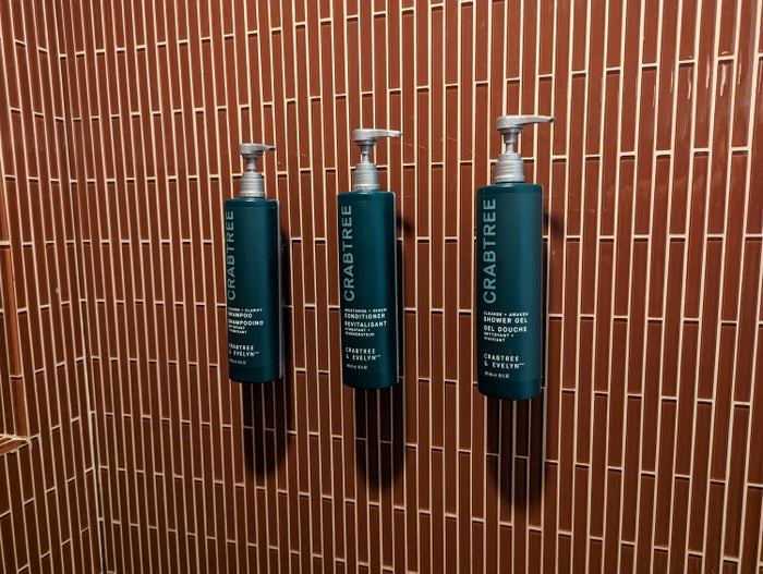 Hilton Grand Vacations Elara Las Vegas bathroom shower amenities Hilton Grand Vacations Elara Las Vegas bathroom shower amenities