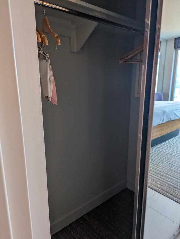 Hilton Grand Vacations Elara Las Vegas bedroom closet Hilton Grand Vacations Elara Las Vegas bedroom closet