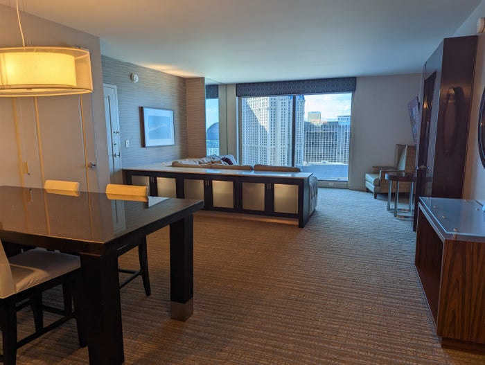 Hilton Grand Vacations Elara Las Vegas living room view Hilton Grand Vacations Elara Las Vegas living room view