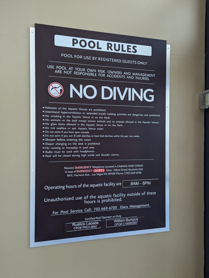 Hilton Grand Vacations Elara Las Vegas pool rules Hilton Grand Vacations Elara Las Vegas pool rules