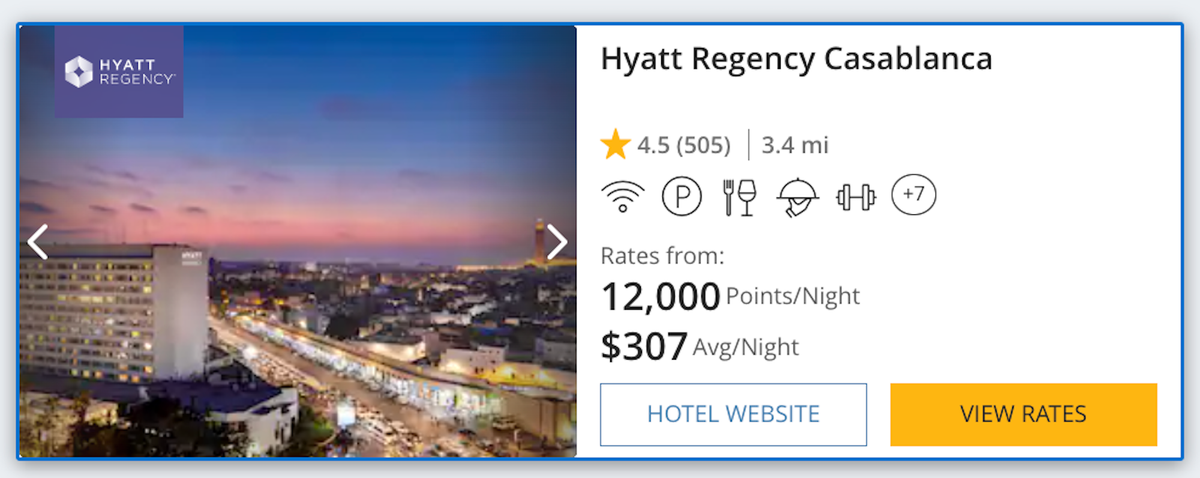 Hyatt Regency Casablanca points and cash prices