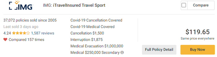 IMG adventure sports travel insurance quote