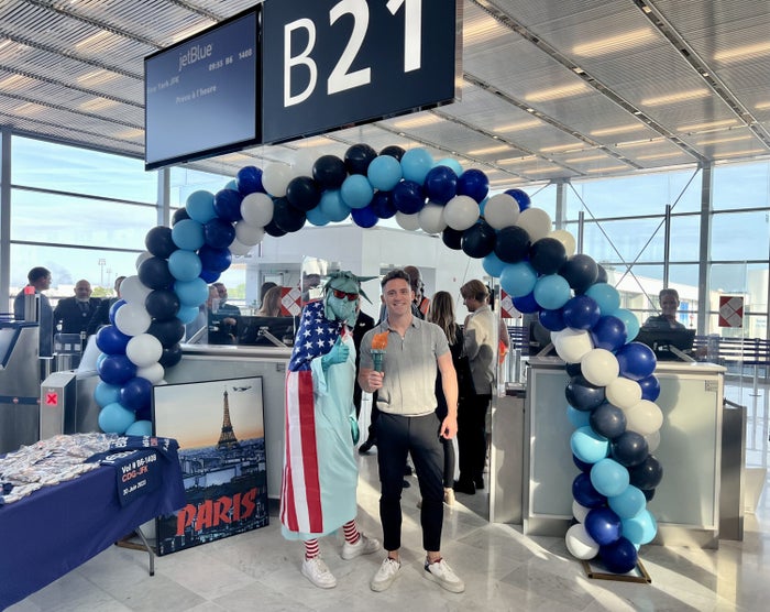 JetBlue Mint Studio Paris CDG Gate B21 celebrations