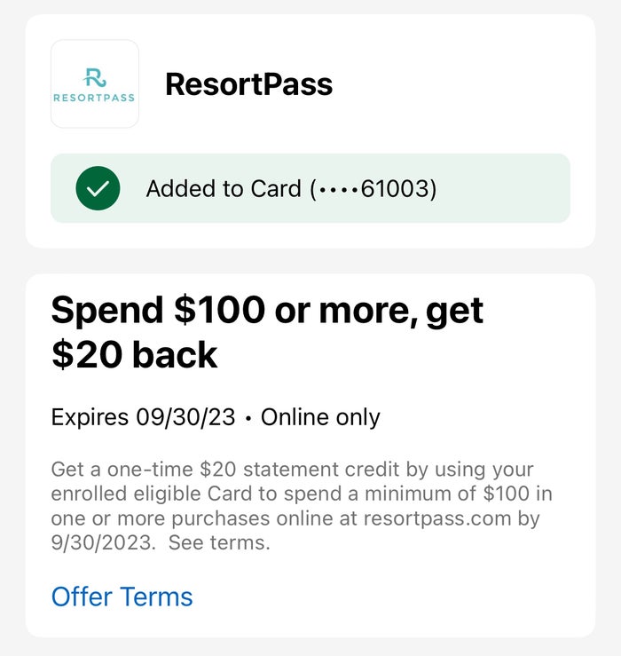 ResortPAss Amex OFfer