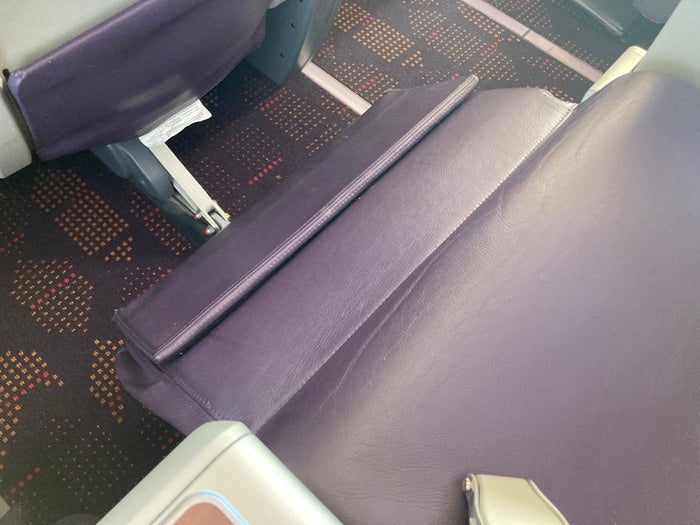 Royal Air Maroc Boeing 737 MAX 8 business class LHR CMN foot rest Royal Air Maroc Boeing 737 MAX 8 business class LHR CMN foot rest