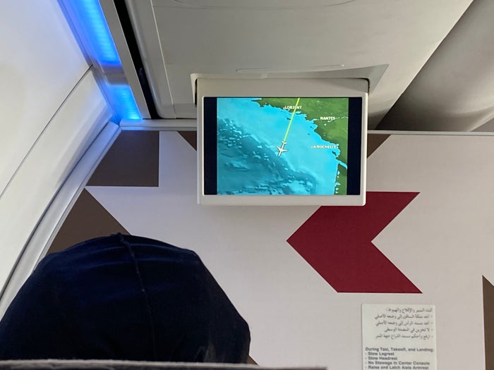 Royal Air Maroc Boeing 737 MAX 8 business class LHR CMN overhead screens flight map Royal Air Maroc Boeing 737 MAX 8 business class LHR CMN overhead screens flight map