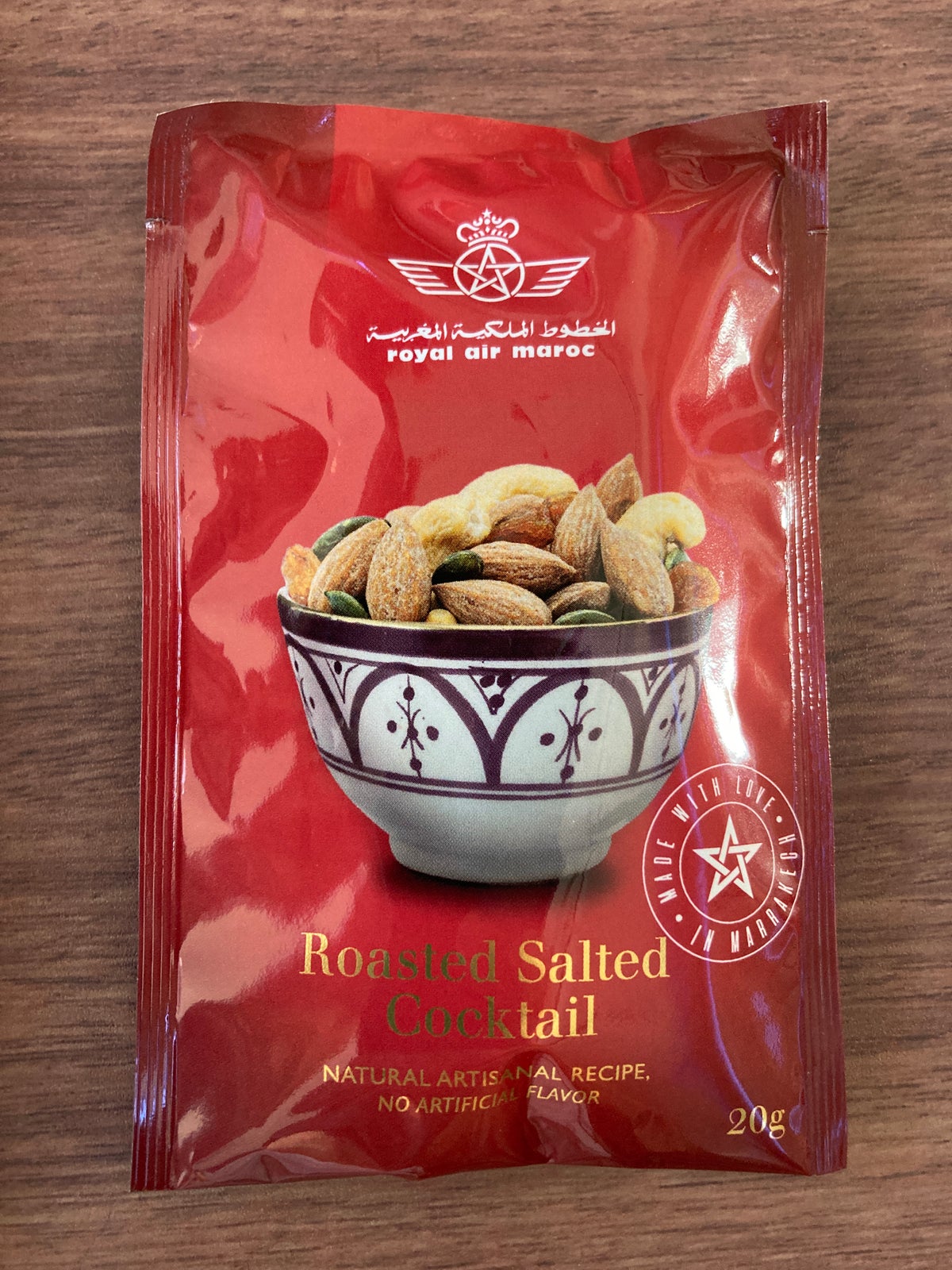 Royal Air Maroc Boeing 737 MAX 8 business class LHR CMN pack of nuts