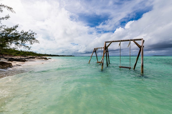 Swings in the water of Coco Plum beach in Great Exuma Swings in the water of Coco Plum beach in Great Exuma