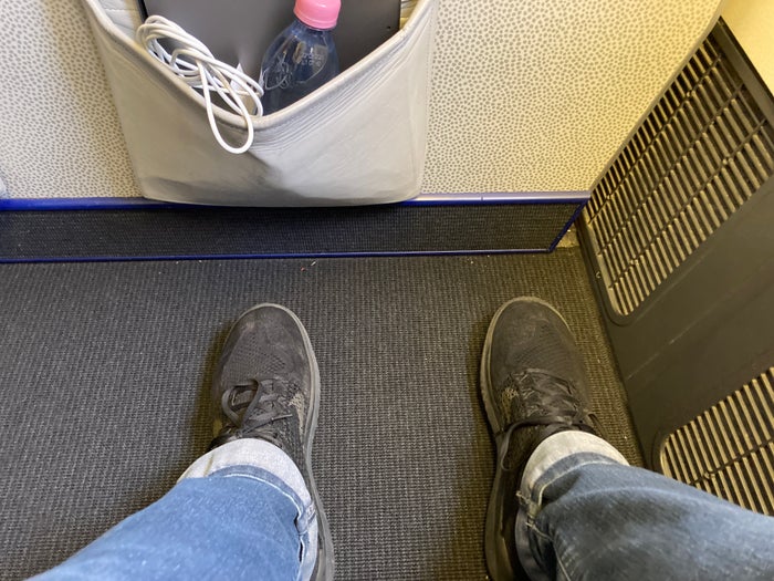 Air France Boeing 777 200 CDG JFK premium economy foot space at bulk head Air France Boeing 777 200 CDG JFK premium economy foot space at bulk head