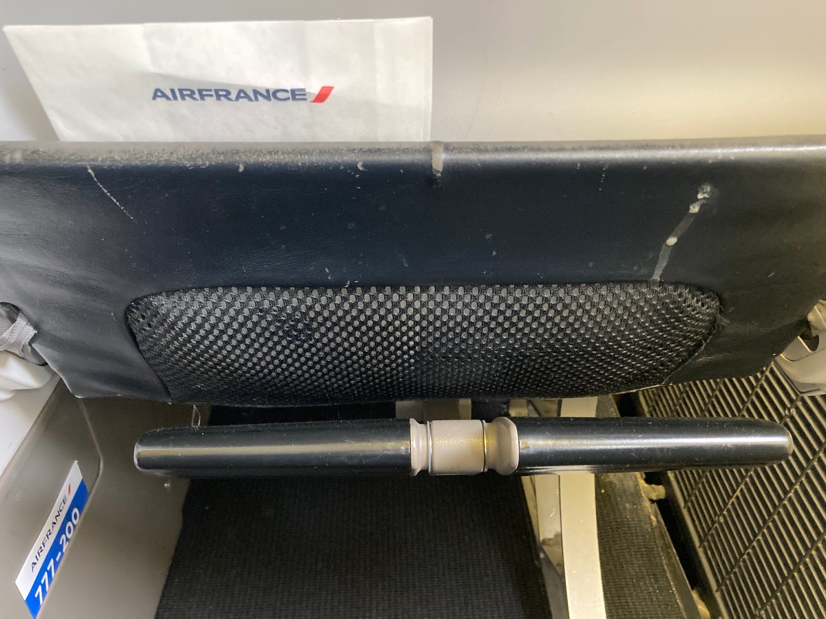 Air France Boeing 777 200 CDG JFK premium economy seat pocket and foot rest 